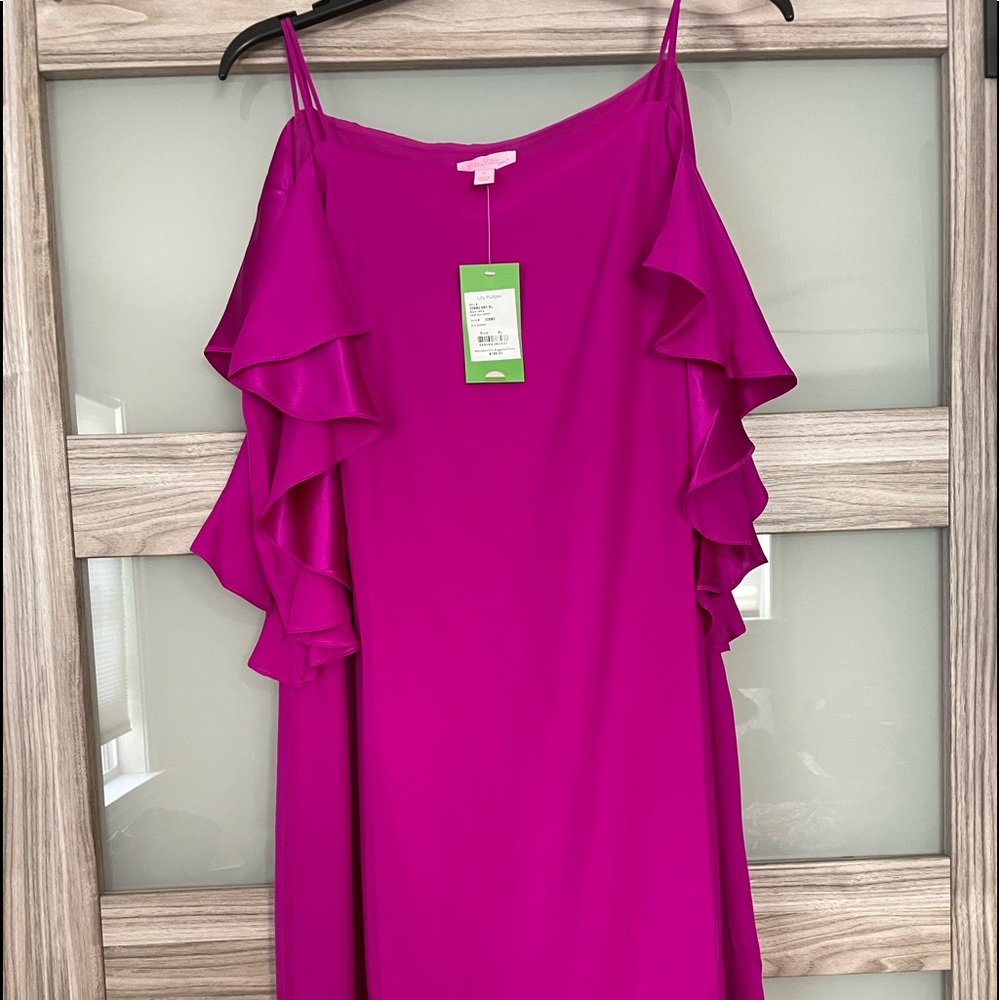 Lilly Pulitzer Kara Silk dress in BlackBerry NWT Size xl